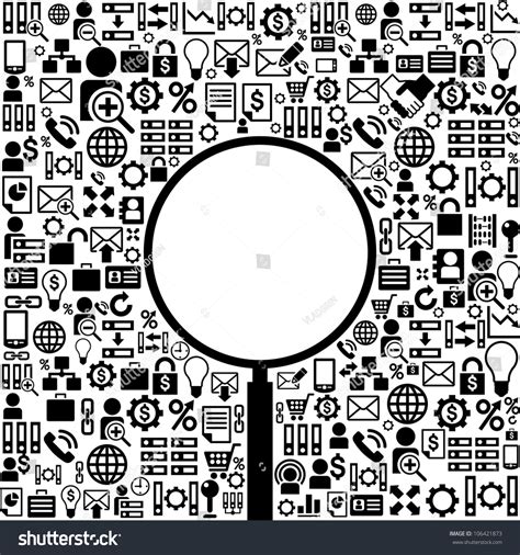 Vector Blackandwhite Background Business Icons Place Stock Vector ...