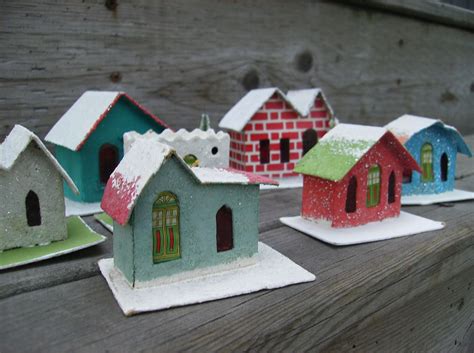 Reserved For Sandy Vintage Christmas Putz Houses Set Of Etsy