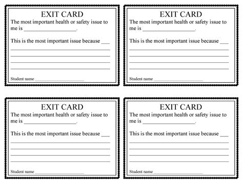 Lesson Plan Visualizing Health And Safety Exit Tickets Exit Tickets Template Blank Lesson