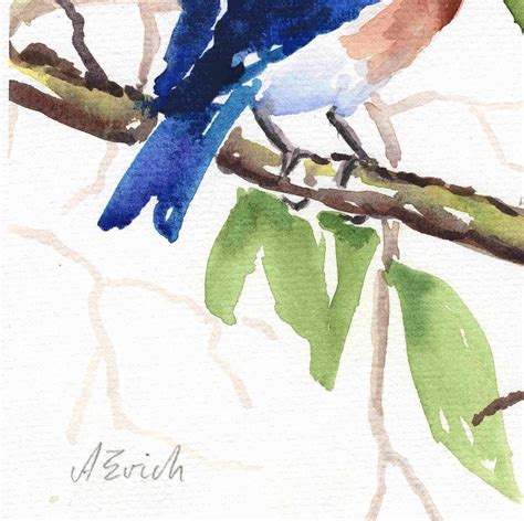 Bluebird Watercolor Painting Botanical Wall Art Gender - Etsy