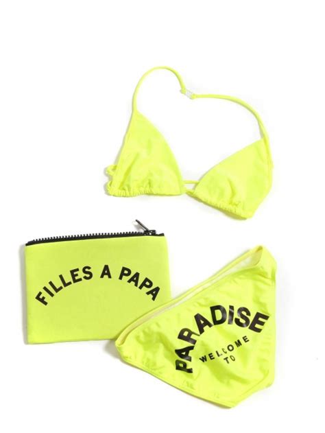 Boutique Filles A Papa Maillot De Bain Deux Pi Ces Bikini Jaune Fluo Welcome To Paradise Prix