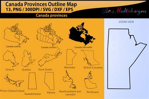 Canadian Provinces outline map / SVG / EPS / PNG / Dxf