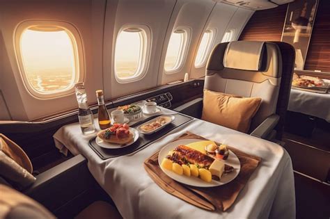 Premium Photo | AI generated image of plane interior with food