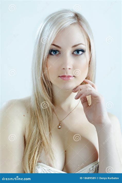 Beauty Blonde In Cold Colours Stock Image Image Of Cute Facial
