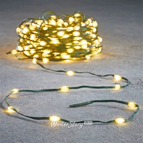 Светодиодная гирлянда Роса Micro Flex 15 м, 200 теплых белых LED ламп ...