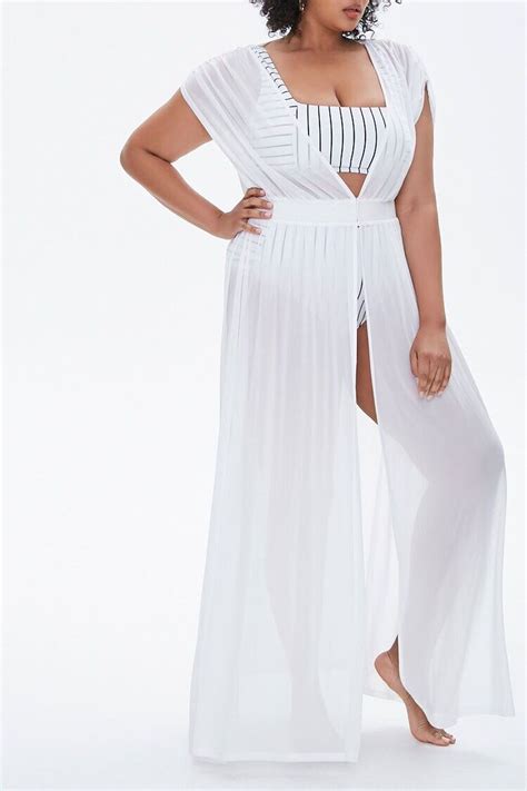 Plus Size Sheer Swim Cover Up Dress