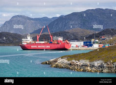 Royal Arctic Line Cargo Ship Irena Arctica Docked And Unloading In