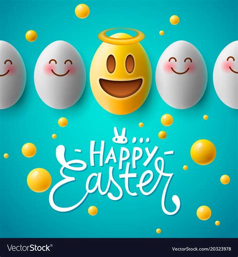 Happy Easter Easter Emoji Eggs Royalty Free Vector Image