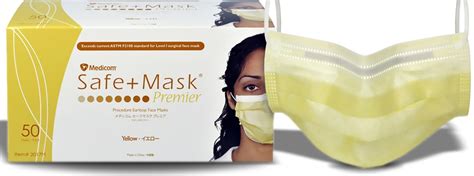 Medicom Safemask Premier Earloop Face Masks 50box Yellow