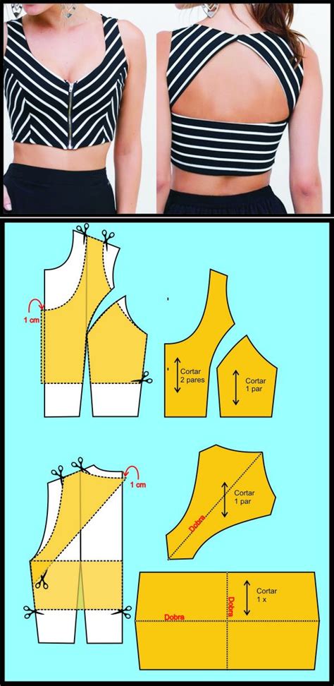 Sewing Pattern Crop Top Roupas Diy Projetos De Costura Para