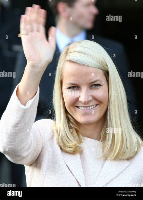 Norwegian Crown Princess Mette Marit Waves As She Arrives At The City