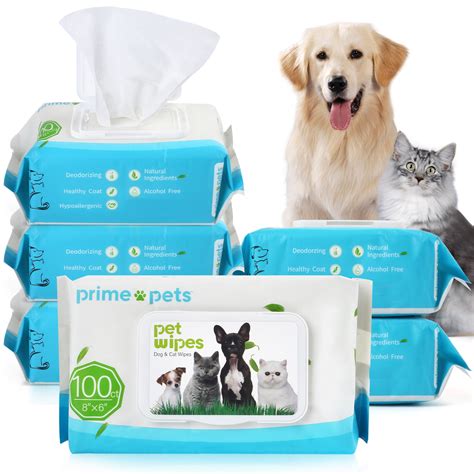 LotFancy 600 Count Dog Grooming Wipes, Pet Cleaning Deodorizing Wipes for Dogs & Cats, 6 Pack