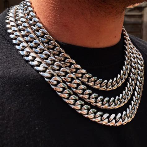 Silver Thick Chain Necklace Choker Mens Chain Cuban Curb 12mm Etsy