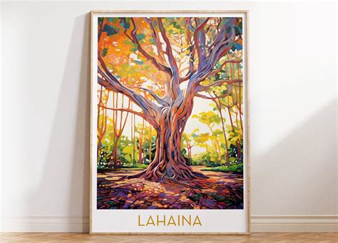 Lahaina Maui Travel Poster Banyan Tree Wall Art Lahaina Print Vibrant ...