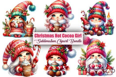Christmas Hot Cocoa Girl Gnome Clipart Graphic By Citragraphics Creative Fabrica
