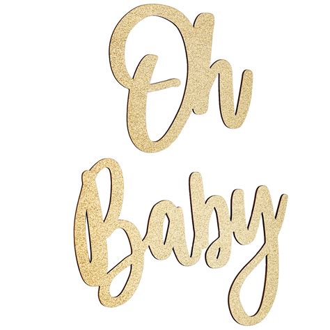 Oh Baby Sign Wooden Gold For Baby Shower Party Banner Gender Reveal