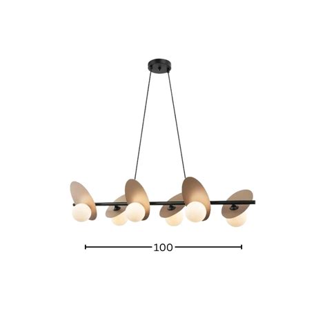 Pendente Ibira Nude Preto Branco L 100cm 150W HL011M O Melhor Ecommerce de Iluminação