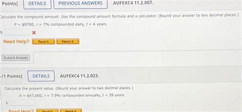 Solved Points DETAILS PREVIOUS ANSWERS AUFEXC4 11 2 007 Chegg