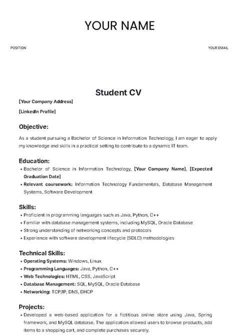 Free Student CV Templates to Edit Online and Download