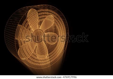 Rotation Fan Turbine Hologram Wireframe Style Stock Illustration