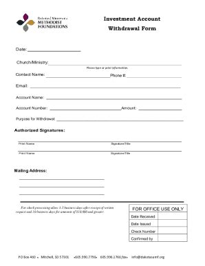 investment account withdrawal form blank fillable template fill