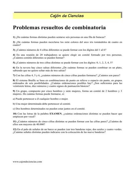 Ejercicios Resueltos De Combinatoria 2