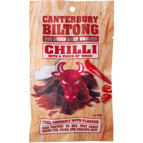 Canterbury Biltong Chilli Air Dried Beef Snacks 40g Nz