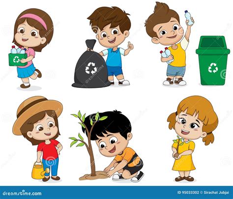 Kid Help Save The World By Collecting Plastic Bottles Recycled Stock