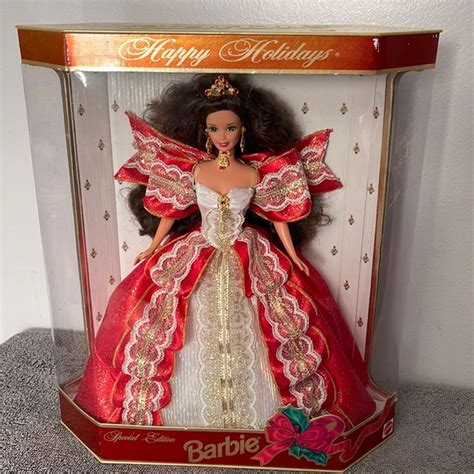 Mattel Toys Happy Holidays Barbie Special Edition Brunette Red Dress Vintage