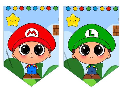 Banderines Para Decorar Mario Bros Con Figuras Imagenes Educativas