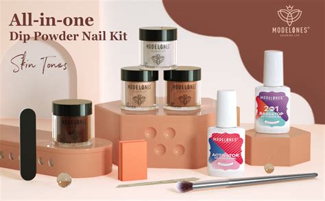 Modelones Pcs Dip Powder Nail Kit Starter Colors Brown Nude Skin Tones Neutral Dipping