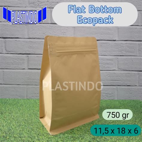 Jual FLAT BOTTOM ECOPACK 750z FB Kpack Kemasan Kopi Paperkraft Kertas