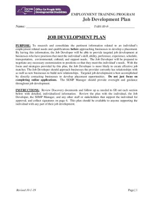 Fillable Online Job Development Plan Fax Email Print PdfFiller