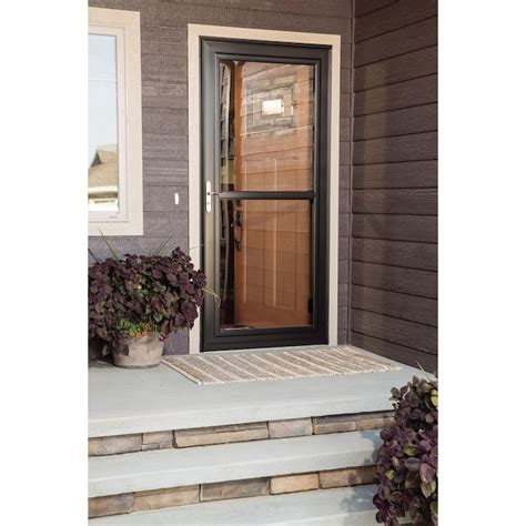 Larson Tradewinds Selection Low E 36 In X 81 In Black Aluminum Reversible Hinge Storm Door Full