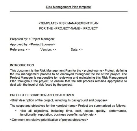 13 Risk Management Plan Templates Word Excel And Pdf Templates Risk