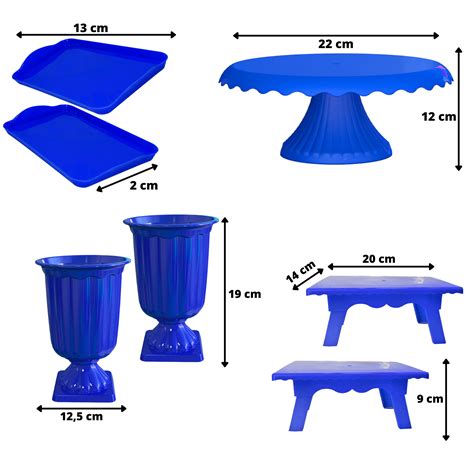 Kit 1 Boleira Cake Renda 22cm 2 Vasos Gregos 2 Mesinhas 2