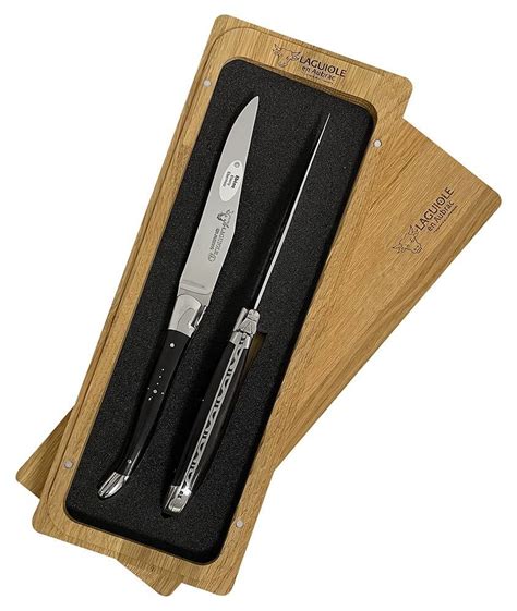 Laguiole en Aubrac Steakmesser Set 2 teilig Ebenholz Ebène 23 cm