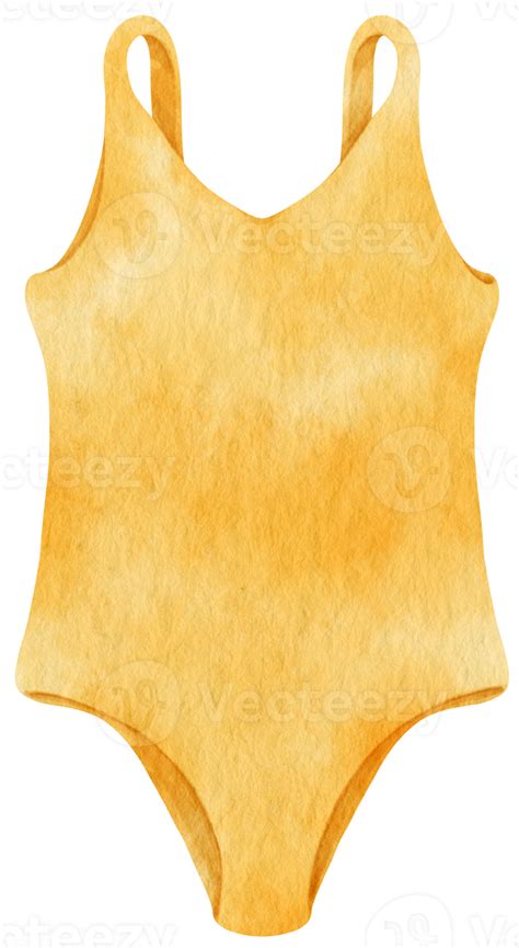 Yellow Bikini Swimsuits Watercolor Style For Summer Decorative Element PNG