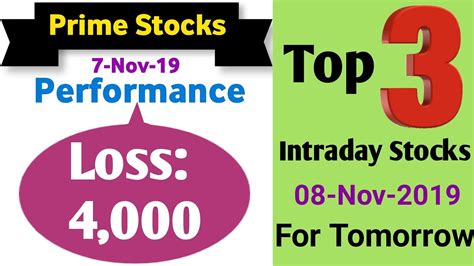 Top 3 Intraday Stocks Tips For Tomorrow 08 Nov 2019 Today Prime