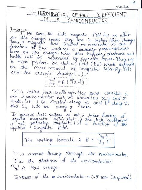 Determination of Hall Coefficient | PDF | Physics | Electricity