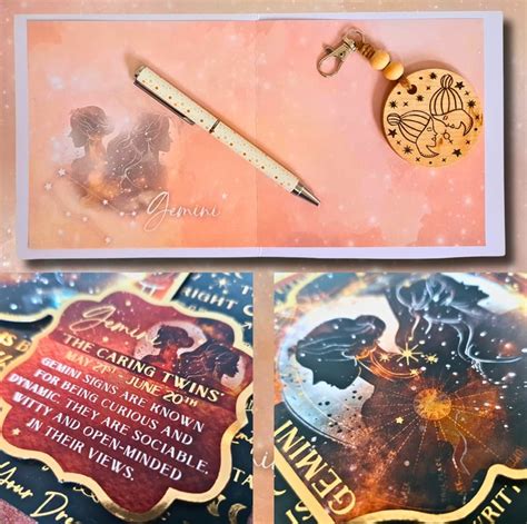 Gemini Zodiac Star Sign Card Wooden Keyring O Folksy