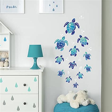 2 Sets Sea Turtle Wall Decals 3d Ocean Grass Seaweed Stickers Under Th