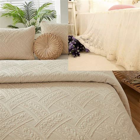 Amazon Brandream 4 Piece Queen Comforter Sets Beige Cotton Quilted