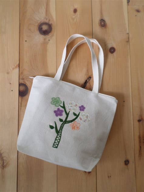 Spring Flowers Hand Embroidered Tote Bags Various Colors Etsy