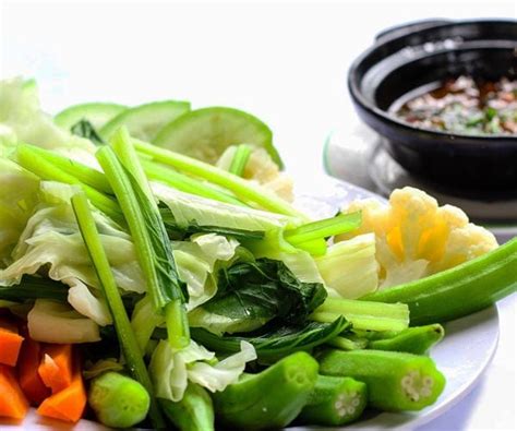 Rau củ luộc kho quẹt - Boiled vegetables & braised fish sauce – Nhà hàng Khoái