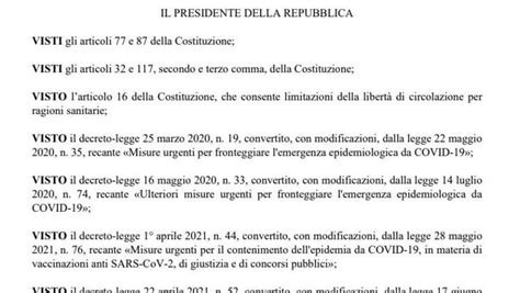 Il Testo Integrale Del Decreto Sul Green Pass Obbligatorio Ecco Il