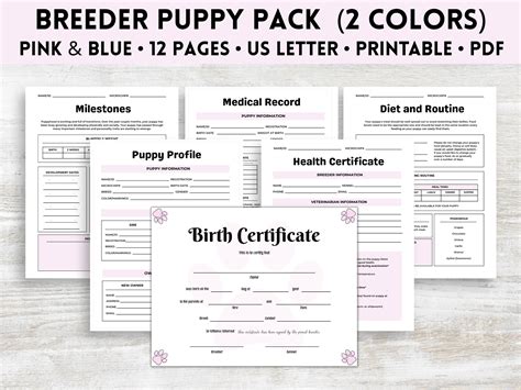 Breeder Puppy Pack Dog Breeder Forms Dog Breeder Records - Etsy