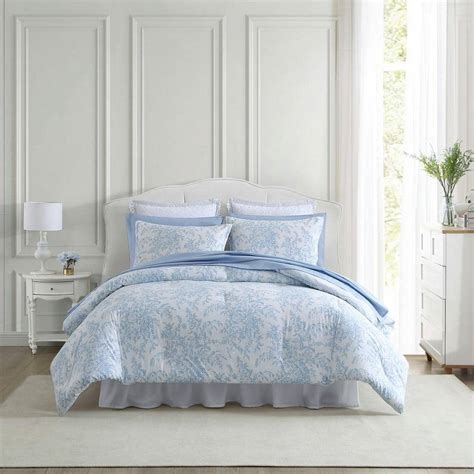 Laura Ashley Bedford 2 Piece Blue Cotton Twin Comforter Set Ushsa51252396 The Home Depot