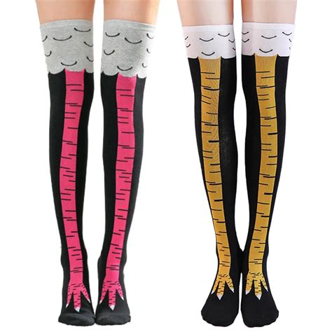 Calcetines Largos Con Estampado D De Patas De Pollo Para Mujer Medias