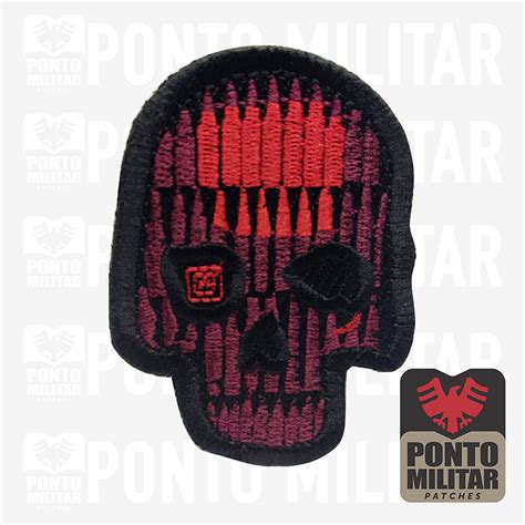 Caveira Em Bala Patch Bordado Patches Militares Emborrachado E Bordados